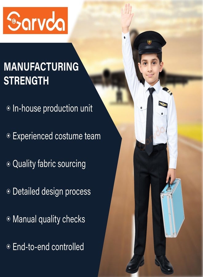 Sarvda Kids Pilot Costume for Boys and Girls- Includes Shirt, Trousers, Tie, and Cap | Fancy Dress Outfit for School Events, Independence Day, Republic Day & Role Play - Image 3
